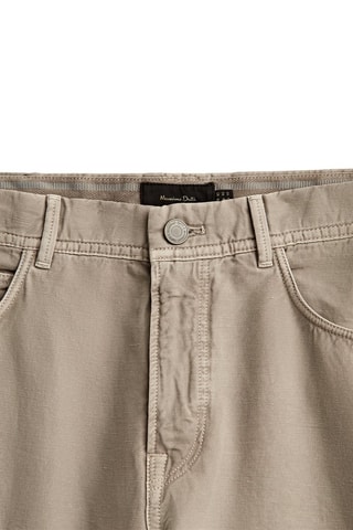 Faux jean en coton et lin tapered fit - Beige