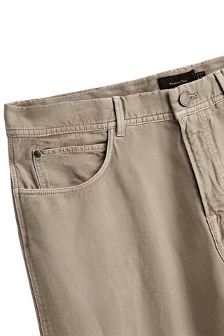 Faux jean en coton et lin tapered fit - Beige