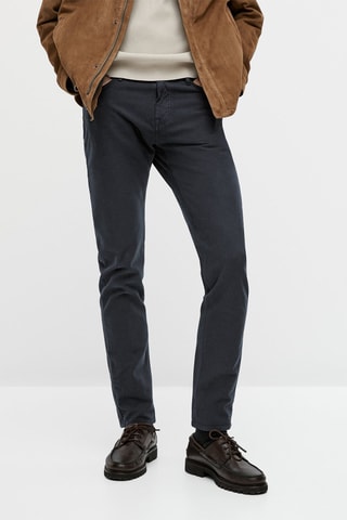 Faux jean texturé slim fit - Bleu marine