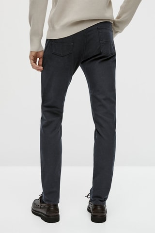 Faux jean texturé slim fit - Bleu marine