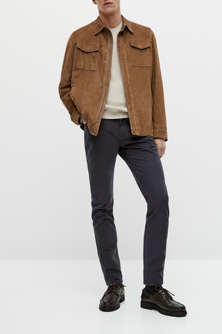 Faux jean texturé slim fit - Bleu marine