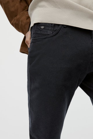 Faux jean texturé slim fit - Bleu marine