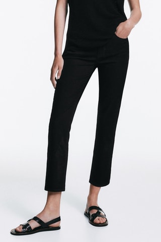 Jean cropped taille mi-haute slim fit - Noir