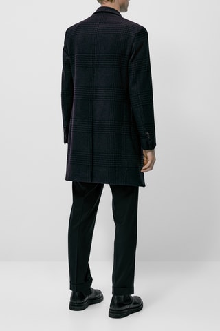 Manteau à carreaux bleu marine en laine - Bleu marine