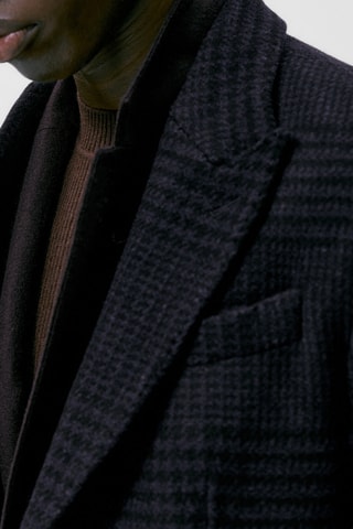 Manteau à carreaux bleu marine en laine - Bleu marine