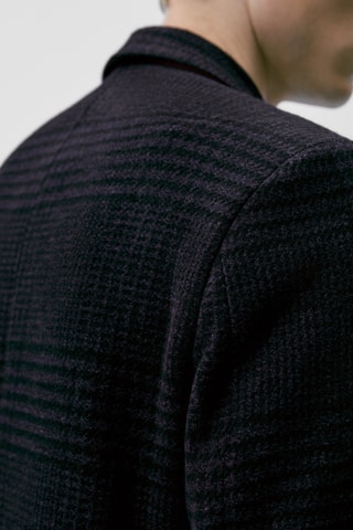 Manteau à carreaux bleu marine en laine - Bleu marine