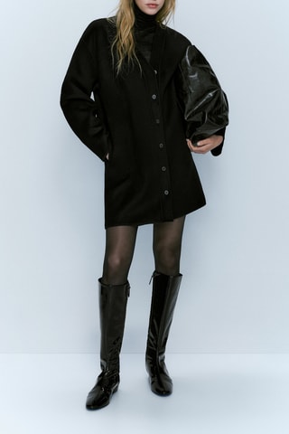 Manteau noir en mélange de laine avec boutons - Noir