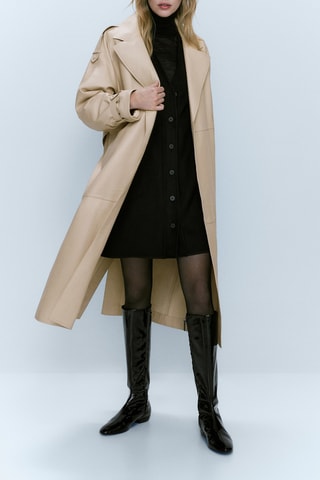 Manteau noir en mélange de laine avec boutons - Noir