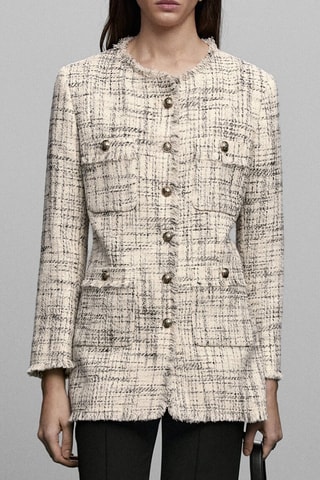 Veste longue boutons dorés - Ecru