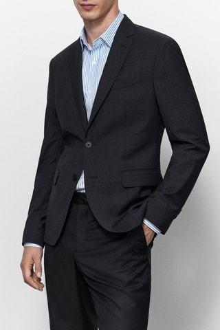 Blazer de costume bleu marine en laine - Bleu marine