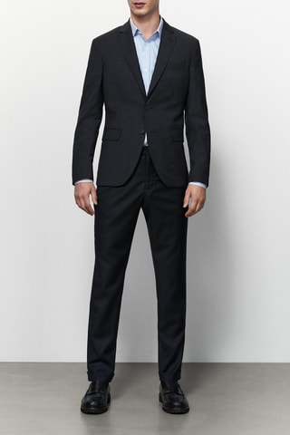 Blazer de costume bleu marine en laine - Bleu marine