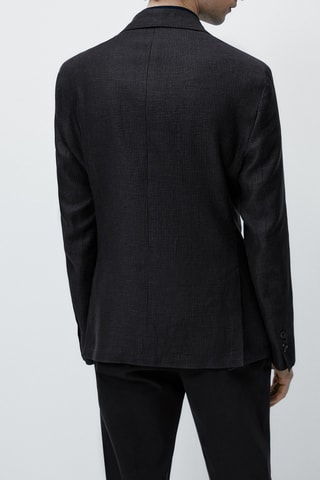 Veste pied-de-poule avec du lin et de la laine - Noir