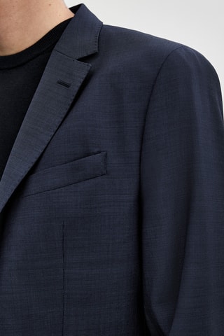 Veste de costume bleu marine fil-à-fil en laine - Bleu marine