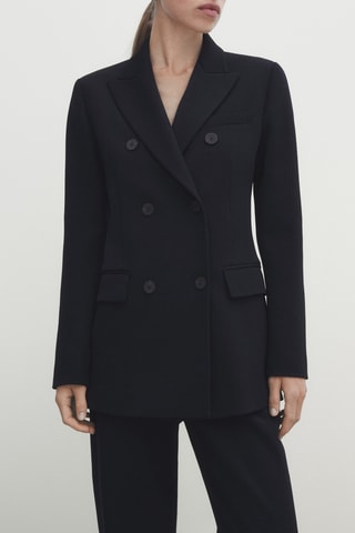 Veste croisée bleu marine en laine - Bleu nuit