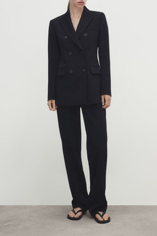 Veste croisée bleu marine en laine - Bleu nuit