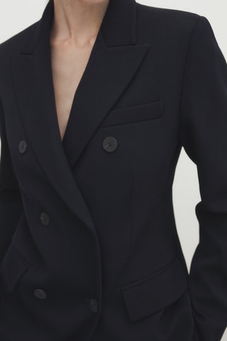 Veste croisée bleu marine en laine - Bleu nuit