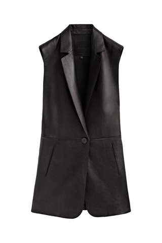 Veste sans manches en cuir nappa - Noir