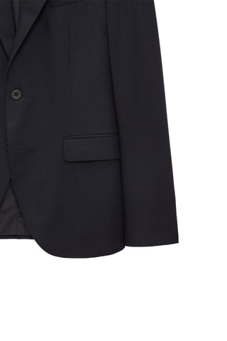 Veste de costume en laine à motif pied-de-poule slim fit - Bleu marine