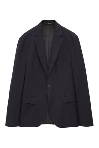 Veste de costume en laine à motif pied-de-poule slim fit - Bleu marine