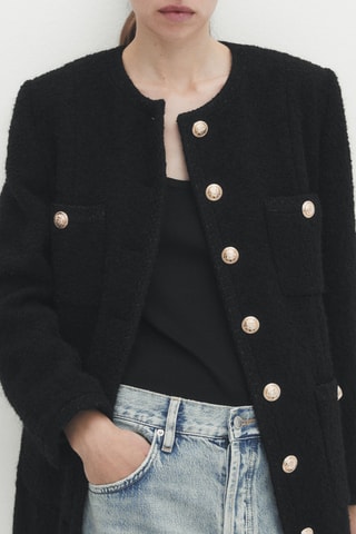 Veste longue boutons dorés - Noir