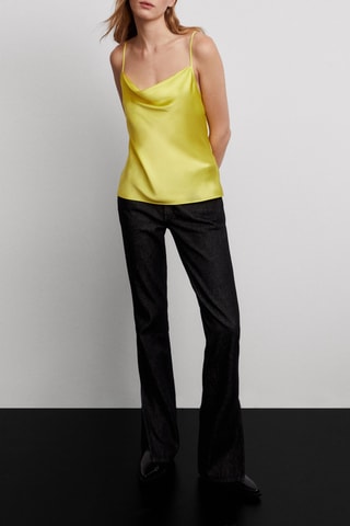 Top drapé 100% soie - Jaune