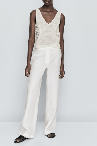 Top crochet décolleté en V - Ecru