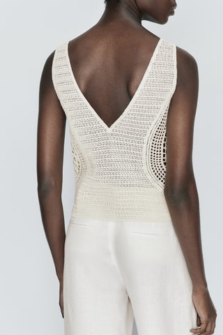 Top crochet décolleté en V - Ecru