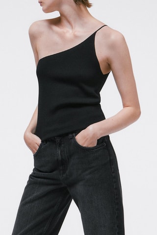 Top en maille asymétrique - Noir