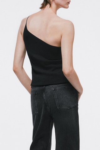 Top en maille asymétrique - Noir