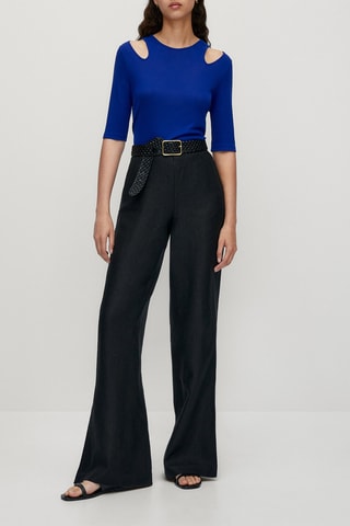 Top découpé manches mi-longues - Bleu roi