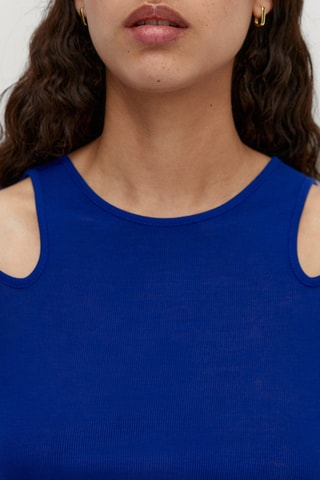 Top découpé manches mi-longues - Bleu roi