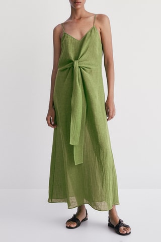 Robe en lin nœud devant - Vert