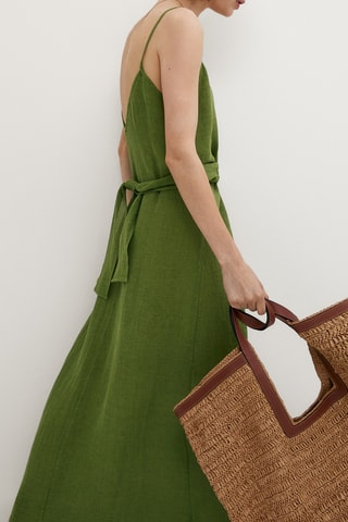 Robe en lin nœud devant - Vert