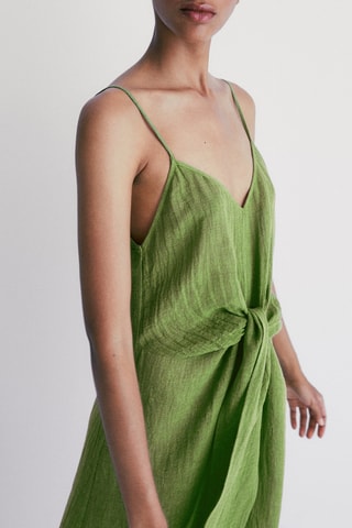 Robe en lin nœud devant - Vert