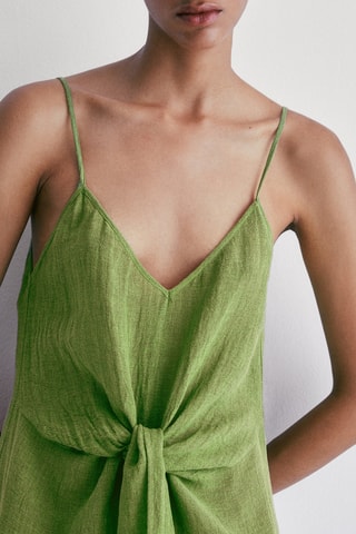 Robe en lin nœud devant - Vert