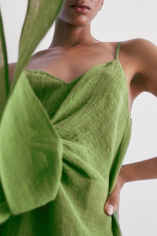 Robe en lin nœud devant - Vert