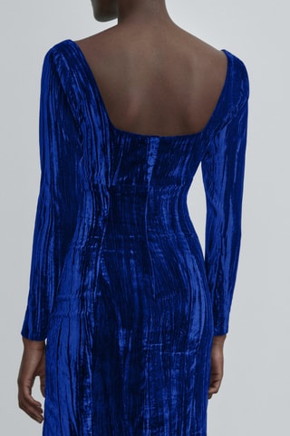 Robe en velours plissée - Studio - Bleu cobalt