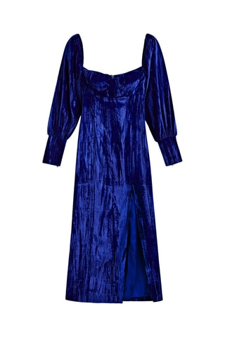 Robe en velours plissée - Studio - Bleu cobalt