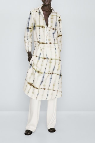 Robe tie-dye avec du lin et du coton - Blanc