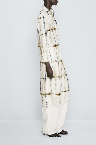 Robe tie-dye avec du lin et du coton - Blanc