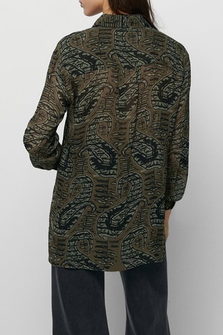 Chemisier fluide imprimé - Kaki et noir