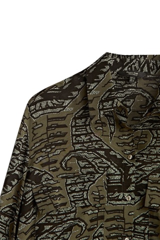 Chemisier fluide imprimé - Kaki et noir