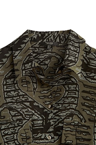 Chemisier fluide imprimé - Kaki et noir