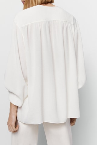 Chemisier fluide fermeture nouée - Blanc