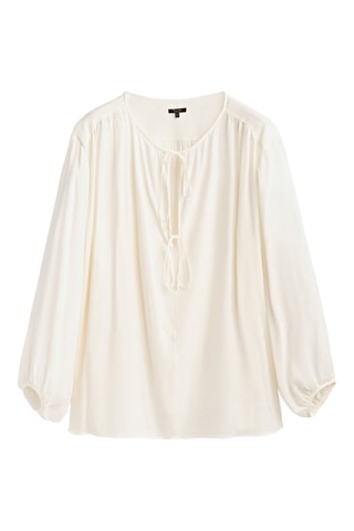 Chemisier fluide fermeture nouée - Blanc
