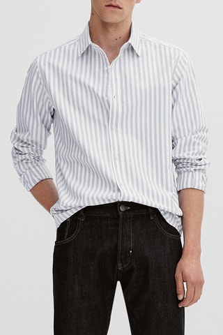 Chemise oxford rayée coupe slim - Blanc