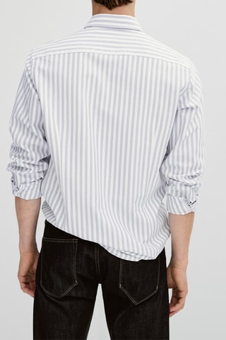 Chemise oxford rayée coupe slim - Blanc