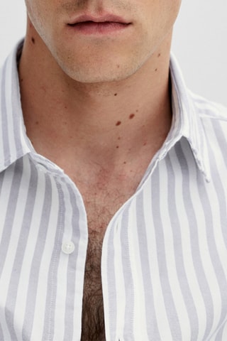 Chemise oxford rayée coupe slim - Blanc