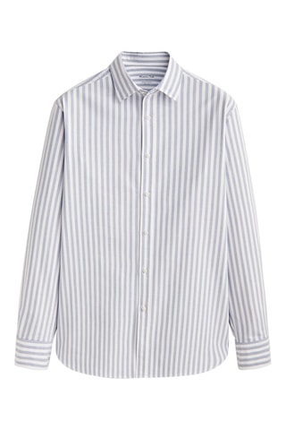 Chemise oxford rayée coupe slim - Blanc