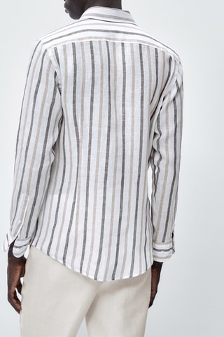 Chemise rayée double ton lin coupe slim - Anthracite